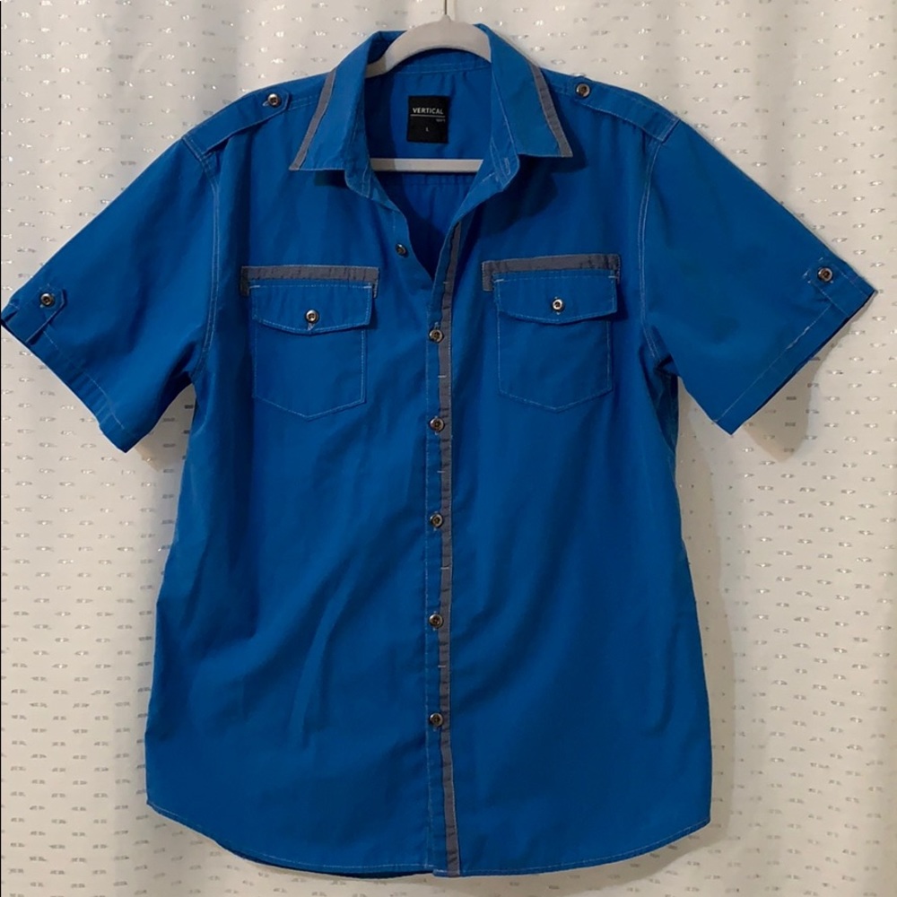 Vertical Sport-Solid Button Down Shirt Euc - image 1
